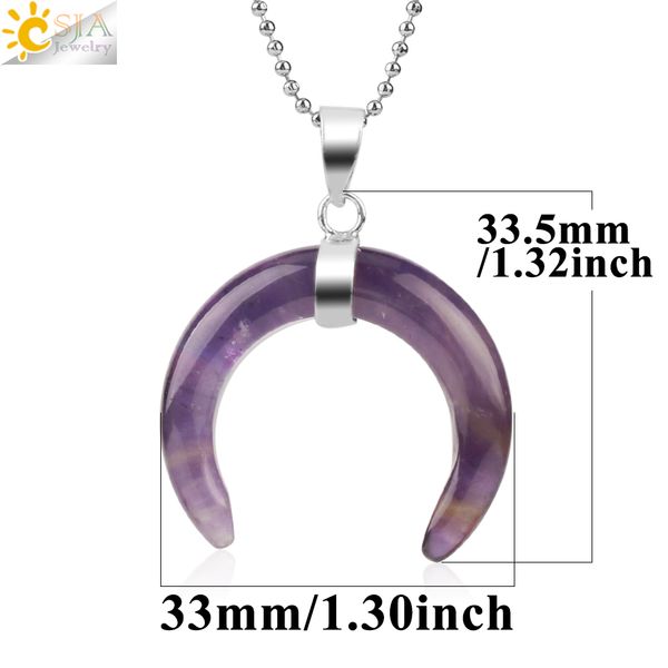 csja natural crystal stone pendant silver color necklaces crescent moon double horn pendants for female men healing jewelry g159
csja natural crystal stone pendant silver color necklaces crescent moon double horn pendants for female men healing jewelry g159