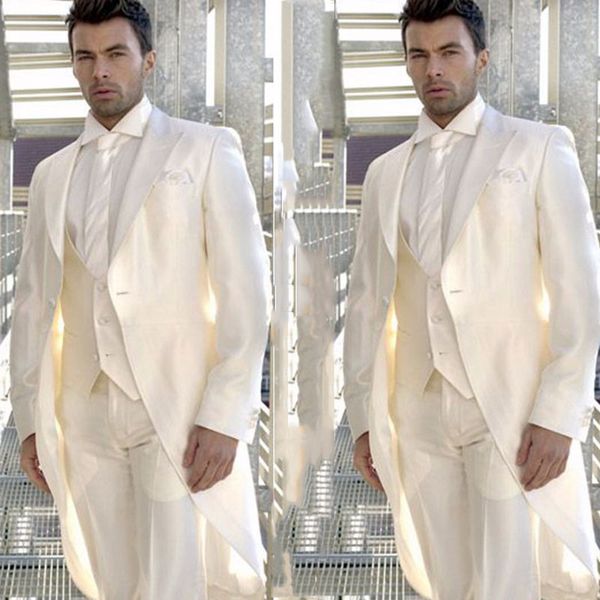 ivory long jacket men suits for wedding tailcoat groom tuxedos 3piece costume homme latest designs slim fit terno masculino trajes de hombre, Black;gray
ivory long jacket men suits for wedding tailcoat groom tuxedos 3piece costume homme latest designs slim fit terno masculino trajes de hombre, Black;gray