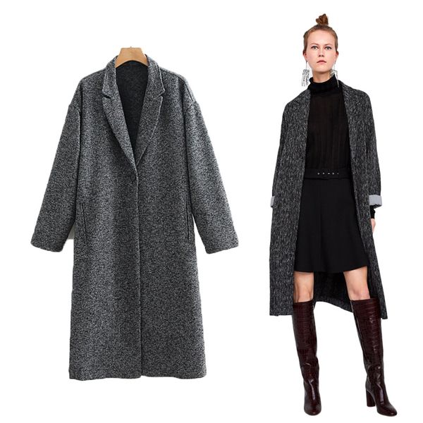 2018 new single button woollen ovecoat women long sleeve gray warm outerwear 2018 autumn elegant lady long coats, Black
2018 new single button woollen ovecoat women long sleeve gray warm outerwear 2018 autumn elegant lady long coats, Black