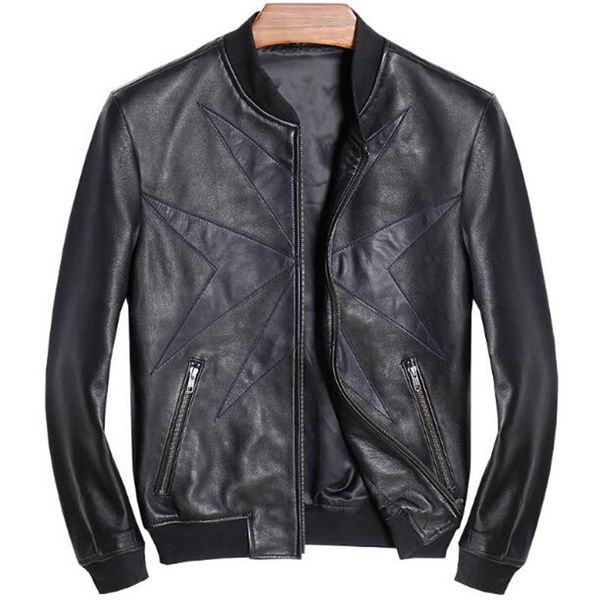 brand mens vintage motorcycle leather jacket slim fit patchwork casual sheepskin genuine leather coat male biker chaqueta cuero, Black
brand mens vintage motorcycle leather jacket slim fit patchwork casual sheepskin genuine leather coat male biker chaqueta cuero, Black