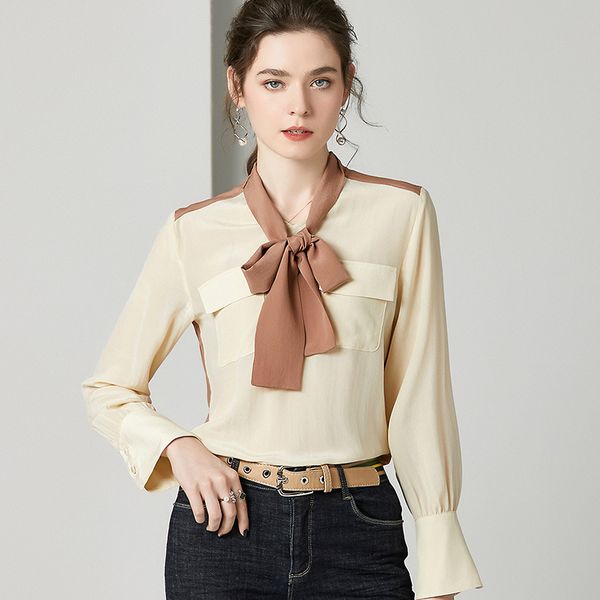 elegant back single breasted pure silk blouses women spring long sleeve shirts bow sweet ladies designer blusas mujer chic, White
elegant back single breasted pure silk blouses women spring long sleeve shirts bow sweet ladies designer blusas mujer chic, White