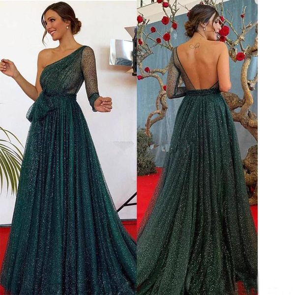 green sequined a line evening dresses one shoulder long sleeve bow tie sash backless prom gown floor length tulle special occasion dress, Black;red
green sequined a line evening dresses one shoulder long sleeve bow tie sash backless prom gown floor length tulle special occasion dress, Black;red