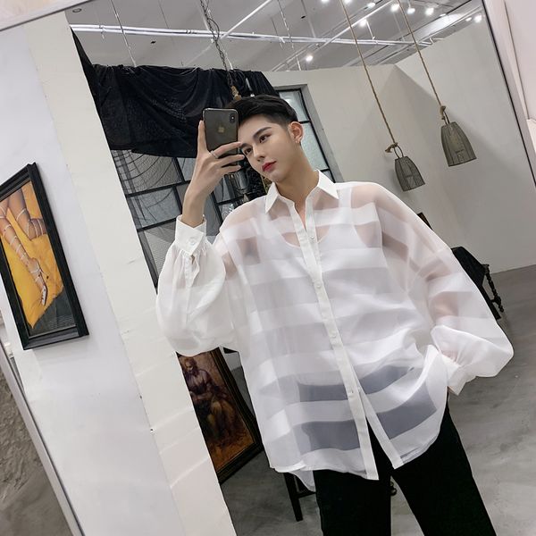 mixcubic 2019 spring summer england style simple unique perspective design striped shirts men casual loose striped shirts, White;black
mixcubic 2019 spring summer england style simple unique perspective design striped shirts men casual loose striped shirts, White;black