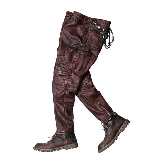 2020 vintage grey men biker's leather trousers large size xxxxl genuine cowhide autumn slim fit motorcycle leather pants, Black
2020 vintage grey men biker's leather trousers large size xxxxl genuine cowhide autumn slim fit motorcycle leather pants, Black