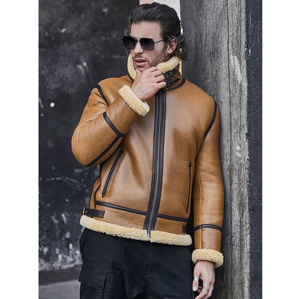 mens b3 yellow shearling jacket sheepskin coat short mens motorcycle leather jacket winter thick coat fur, Black
mens b3 yellow shearling jacket sheepskin coat short mens motorcycle leather jacket winter thick coat fur, Black