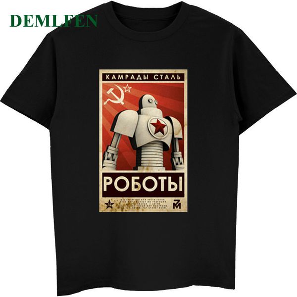 fashion summer communist robot cotton t shirt men's short sleeve t shirt casual tees cool streetwear, White;black 
fashion summer communist robot cotton t shirt men's short sleeve t shirt casual tees cool streetwear, White;black