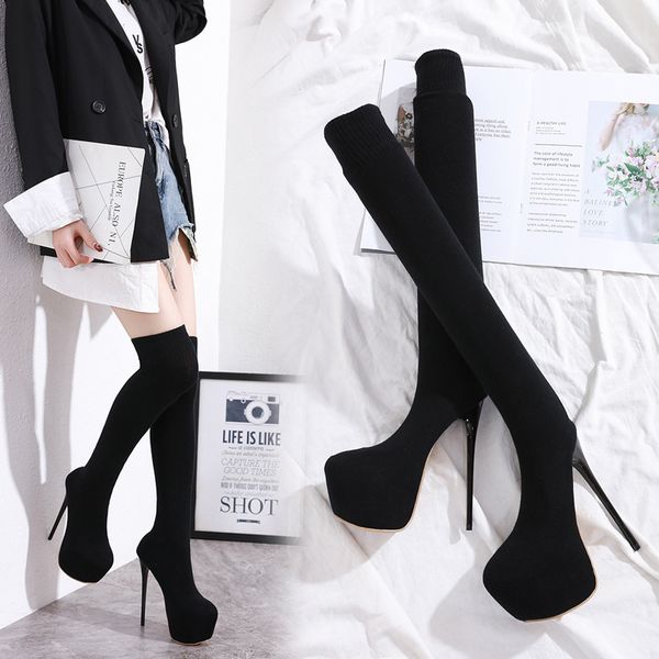 lace up brand women's shoes boots-women booties woman 2019 high heels round toe fashion large size rubber stockings stiletto, Black
lace up brand women's shoes boots-women booties woman 2019 high heels round toe fashion large size rubber stockings stiletto, Black