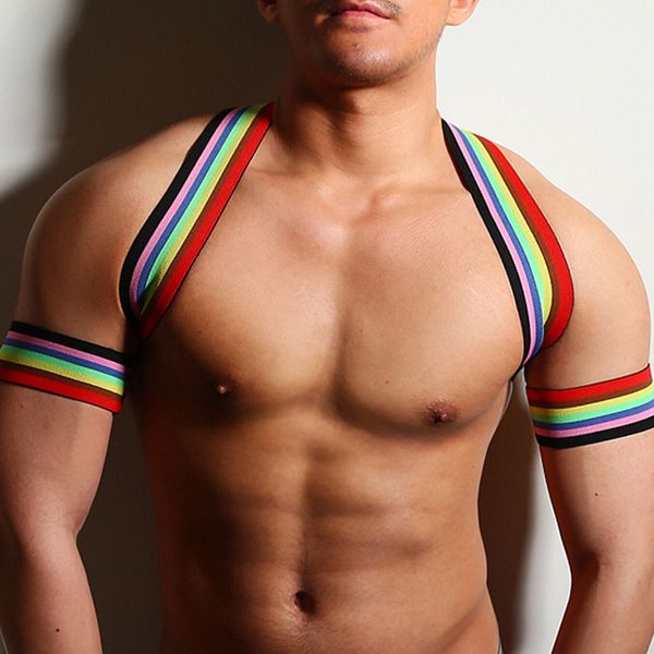 body chest harness men elastic shoulder strap gay lingerie harness hombre stage halter bondage costume clubwear clothes rainbow, Black
body chest harness men elastic shoulder strap gay lingerie harness hombre stage halter bondage costume clubwear clothes rainbow, Black