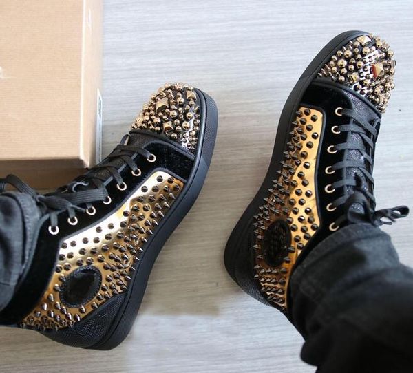 studs spikes sneakers shoes for women, men black-gold beads red bottom casual shoes walking perfect orlato round toe party comfort eu35-47
studs spikes sneakers shoes for women, men black-gold beads red bottom casual shoes walking perfect orlato round toe party comfort eu35-47