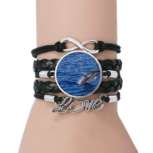 ocean water killer whale nature picture bracelet love black twisted leather rope wristband, Golden;silver
ocean water killer whale nature picture bracelet love black twisted leather rope wristband, Golden;silver