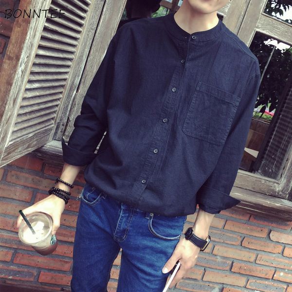 shirts men stand full length ulzzang korean style retro mens all match loose bf pocket daily students chic new trendy sale, White;black 
shirts men stand full length ulzzang korean style retro mens all match loose bf pocket daily students chic new trendy sale, White;black
