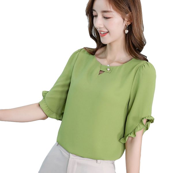 2019 new korean shirt women blouses spring summer shirts fashion street ruffle elegant office work slim blouse green blusa, White
2019 new korean shirt women blouses spring summer shirts fashion street ruffle elegant office work slim blouse green blusa, White