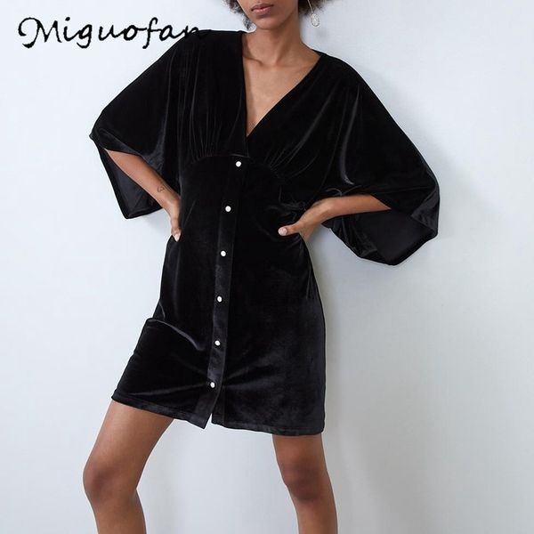 vestidos de fiesta dress women deep v neck batwing sleeve black button velvet dress vintage autumn robe za* women 2019, Black;gray 
vestidos de fiesta dress women deep v neck batwing sleeve black button velvet dress vintage autumn robe za* women 2019, Black;gray