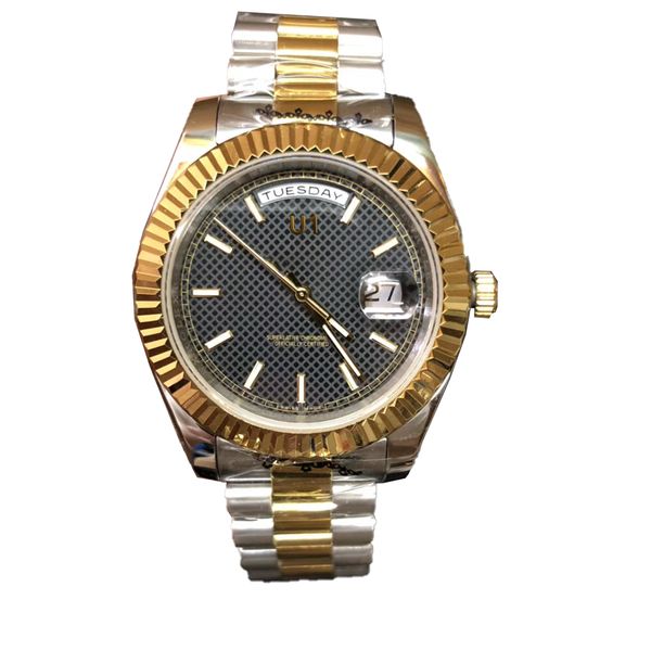 u1 factory two tone day date 40mm black diagonal motif dial 228239 automatic mechanical sapphire glass president steel mens wristwatches, Slivery;brown
u1 factory two tone day date 40mm black diagonal motif dial 228239 automatic mechanical sapphire glass president steel mens wristwatches, Slivery;brown