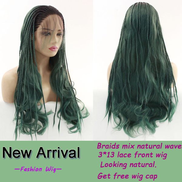 lace front braided wigs with baby hair green color braids mix natural wave synthetic hair heat resistant synthetic lace front wigs for women
lace front braided wigs with baby hair green color braids mix natural wave synthetic hair heat resistant synthetic lace front wigs for women