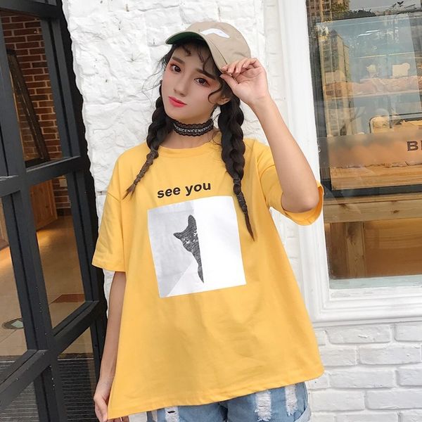 women's 2020 yellow women's short sleeve t- t-shirt slim round collar slim versatile base shirt, White
women's 2020 yellow women's short sleeve t- t-shirt slim round collar slim versatile base shirt, White