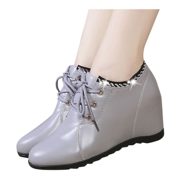 women's fashion wedges shoes round toe wedding shoes woman casual soild color lace-up single boots ladies boots zapatos mujer, Black
women's fashion wedges shoes round toe wedding shoes woman casual soild color lace-up single boots ladies boots zapatos mujer, Black