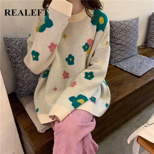 realeft autumn winter warm long sleeve floral printed o-neck fashion loose women's sweaters pullover korean style minimalist knitting, White;black
realeft autumn winter warm long sleeve floral printed o-neck fashion loose women's sweaters pullover korean style minimalist knitting, White;black