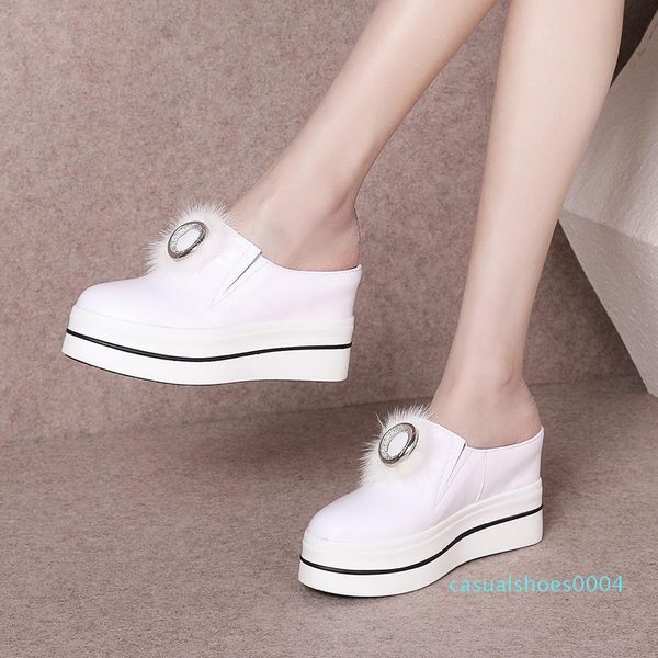 2019 brand comfortable metal fur mules slip on platform shoes genuine leather shoes woman casual wedges women c04, Black
2019 brand comfortable metal fur mules slip on platform shoes genuine leather shoes woman casual wedges women c04, Black
