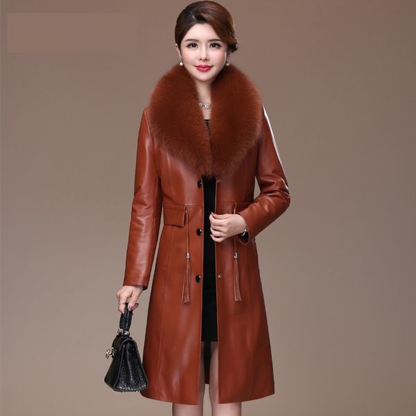 luxury clothes sheepskin coat for women natural real leather jacket fur collar women's genuine leather jacket long coat 4382, Black
luxury clothes sheepskin coat for women natural real leather jacket fur collar women's genuine leather jacket long coat 4382, Black