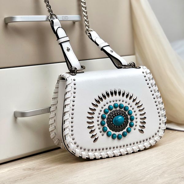 bag women fashion retro women bag heavy industry diamond woven chain saddle shoulder