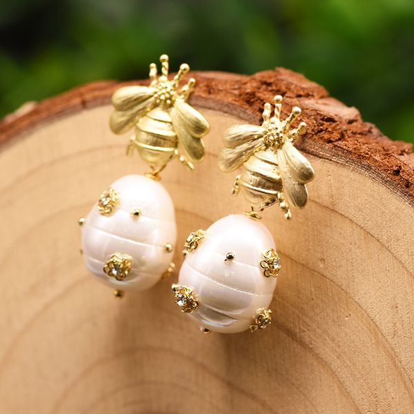 glseevo original design natural shell beads drop earrings for women gift bee dangle earrings luxury fine jewlery ge0665, Golden;silver
glseevo original design natural shell beads drop earrings for women gift bee dangle earrings luxury fine jewlery ge0665, Golden;silver