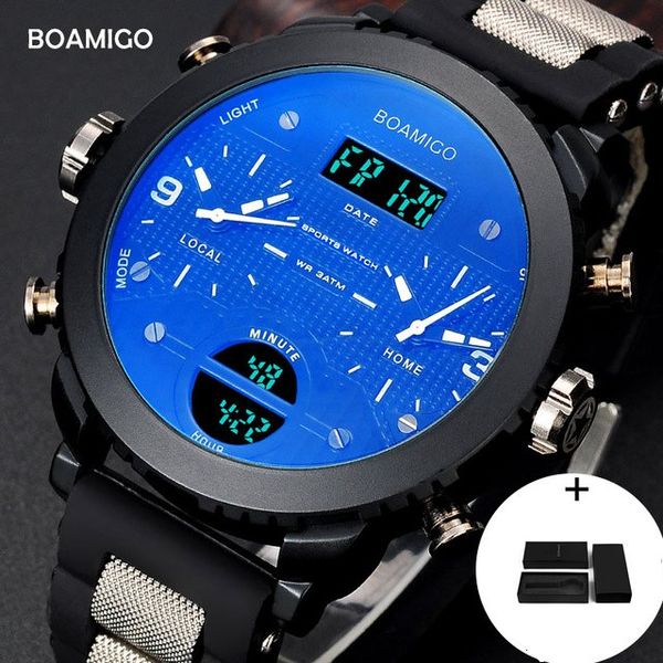 men watches boamigo brand 3 time zone army tactical sports watches male led digital quartz wristwatches gift box relogio masculino, Silver
men watches boamigo brand 3 time zone army tactical sports watches male led digital quartz wristwatches gift box relogio masculino, Silver