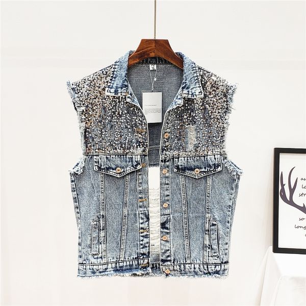2019 autumn shredded hole washed heavy work sequined denim vest female loose, Black;brown
2019 autumn shredded hole washed heavy work sequined denim vest female loose, Black;brown