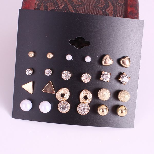 fashion 12 pairs/set female square crystal heart earrings, designed for women piercing imitation pearl earring set, Silver
fashion 12 pairs/set female square crystal heart earrings, designed for women piercing imitation pearl earring set, Silver