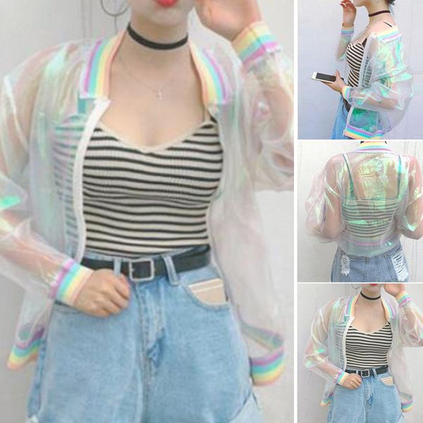 jacket rainbow bomber women iridescent symphony hologram basic coat sunproof transparent high quality, Black;brown
jacket rainbow bomber women iridescent symphony hologram basic coat sunproof transparent high quality, Black;brown