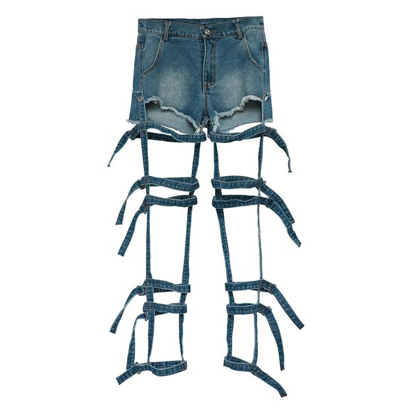 2019 spring and summer new fashion women denim shorts personality hollow straps wide leg casual patchwork jeans shorts, White;black
2019 spring and summer new fashion women denim shorts personality hollow straps wide leg casual patchwork jeans shorts, White;black