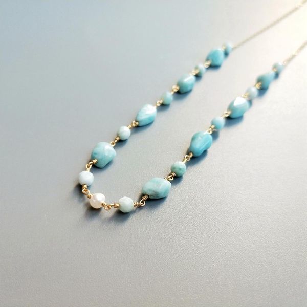 lii ji genuine larimar freshwater pearl beads 9k-gf delicated handmade necklace 40cm, Silver
lii ji genuine larimar freshwater pearl beads 9k-gf delicated handmade necklace 40cm, Silver