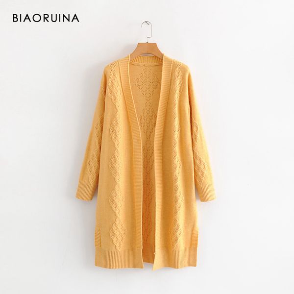 biaoruina 3 color women's solid hallow out loose long knit cardigans female v-neck oversized korean style sweater, White
biaoruina 3 color women's solid hallow out loose long knit cardigans female v-neck oversized korean style sweater, White