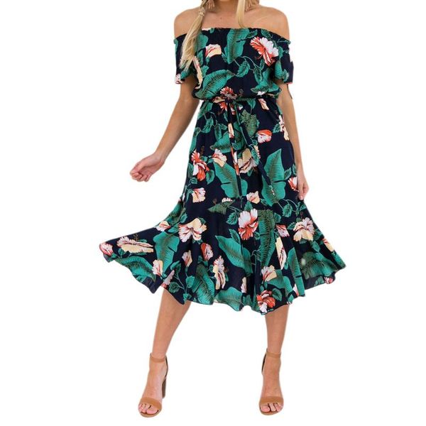 women off shoulder short sleeve flowy midi dress lady boho tropical floral print lace up high waist pleated beach sundress, Black;gray
women off shoulder short sleeve flowy midi dress lady boho tropical floral print lace up high waist pleated beach sundress, Black;gray