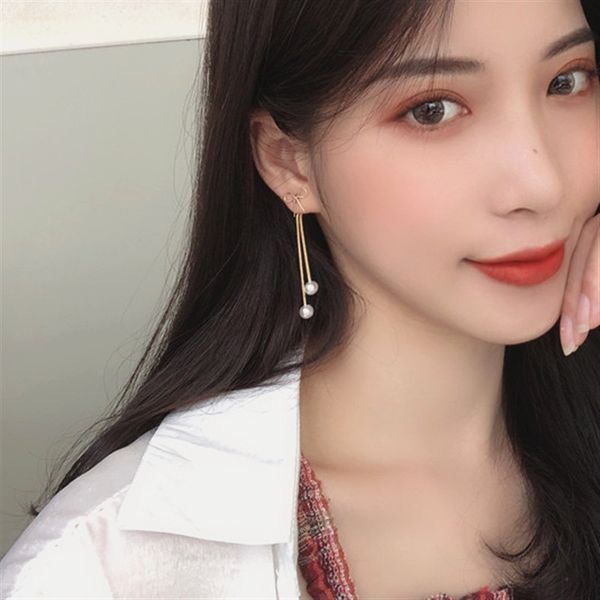 2020 long style of personality bow tassel pendant before and after pearl earrings temperament party fashion accessories, Silver
2020 long style of personality bow tassel pendant before and after pearl earrings temperament party fashion accessories, Silver