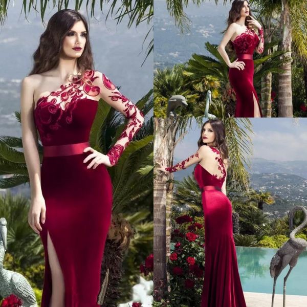 new long sleeves mermaid velvet applique split evening dresses pecial occasion dresses elegant prom dresses, Black;red
new long sleeves mermaid velvet applique split evening dresses pecial occasion dresses elegant prom dresses, Black;red