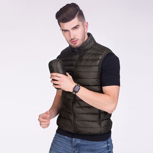new arrival 2019 autumn winter ultra thin light weight down vests men stand collar down waistcoat plus size, Black
new arrival 2019 autumn winter ultra thin light weight down vests men stand collar down waistcoat plus size, Black