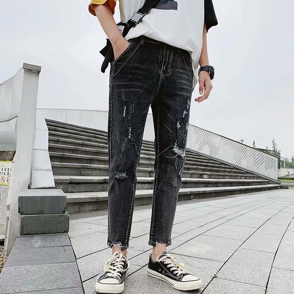2019 spring autumn ripped hole jeans men's pencil pants fashion slim feet teenagers distressed holes ankle length jeans, Blue
2019 spring autumn ripped hole jeans men's pencil pants fashion slim feet teenagers distressed holes ankle length jeans, Blue