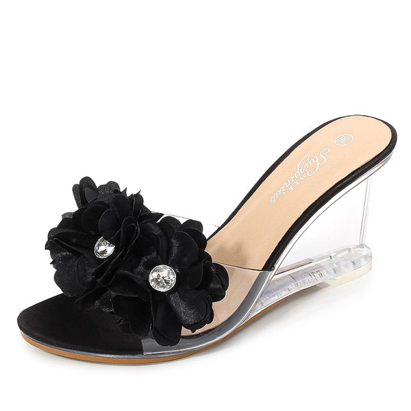 sandals mclubgirl high heels women's summer versatile shoes flowers simple slope transparent lfd, Black
sandals mclubgirl high heels women's summer versatile shoes flowers simple slope transparent lfd, Black