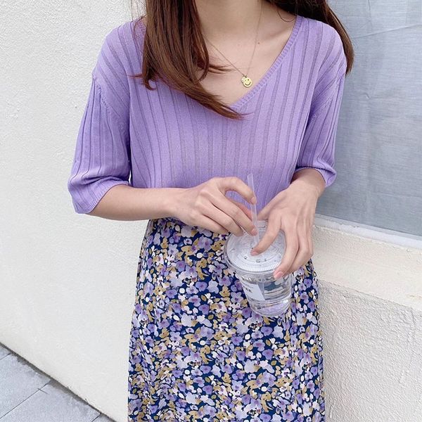 summer women v-neck short-sleeved ice silk thin section knitted t-shirt version wild loose half-sleeved clothes, White
summer women v-neck short-sleeved ice silk thin section knitted t-shirt version wild loose half-sleeved clothes, White