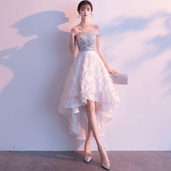 2020 new banquet evening dress short front long back long shoulder party dress dresses evening formal dresses gown, White;black
2020 new banquet evening dress short front long back long shoulder party dress dresses evening formal dresses gown, White;black