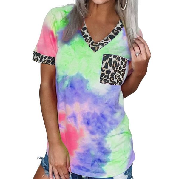 women casual tie-dye t shirt summer leopard patchwork v neck short sleeve t-shirts female camisetas verano mujer 2020, White
women casual tie-dye t shirt summer leopard patchwork v neck short sleeve t-shirts female camisetas verano mujer 2020, White
