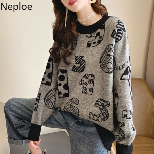 neploe loose crazy style ins pullover sweater o neck long sleeve knit print pull femme autumn winter bottom sueter mujer 47574, White;black
neploe loose crazy style ins pullover sweater o neck long sleeve knit print pull femme autumn winter bottom sueter mujer 47574, White;black