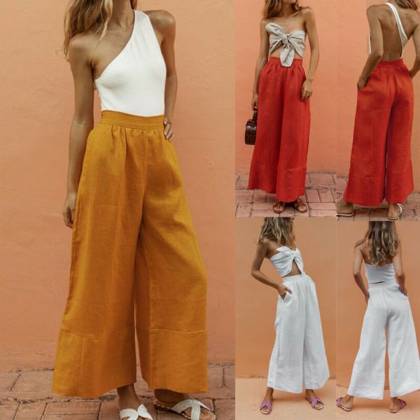 2020 women linen cotton wide leg casual pants high waist breathable long trousers, Black;white
2020 women linen cotton wide leg casual pants high waist breathable long trousers, Black;white