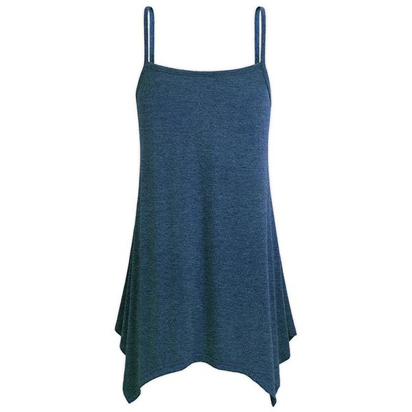 2019 1pc v-neck sling summer women solid color loose strap irregular hem strap top, White
2019 1pc v-neck sling summer women solid color loose strap irregular hem strap top, White