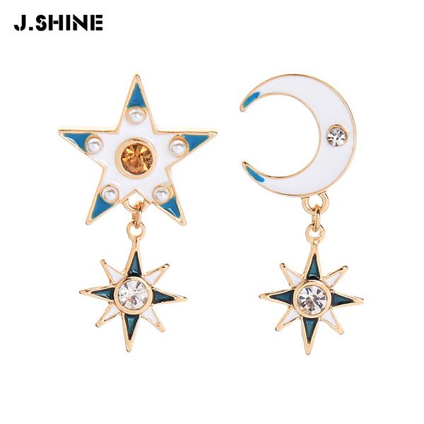 j.shine asymmetry star moon drop earrings for women contrast color enamel crystal simulated pearl dangle earings fashion jewelry, Silver
j.shine asymmetry star moon drop earrings for women contrast color enamel crystal simulated pearl dangle earings fashion jewelry, Silver