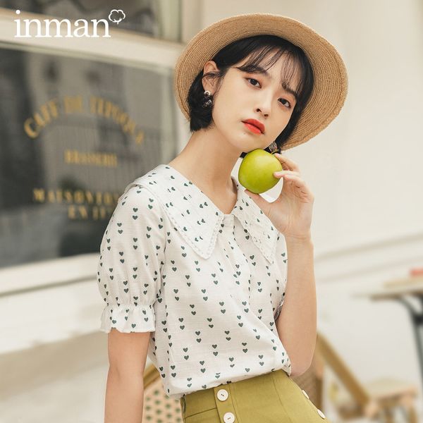 inman 2020 summer new arriavl retro doll collar sweet heart printed loose short sleeve blouse, White
inman 2020 summer new arriavl retro doll collar sweet heart printed loose short sleeve blouse, White