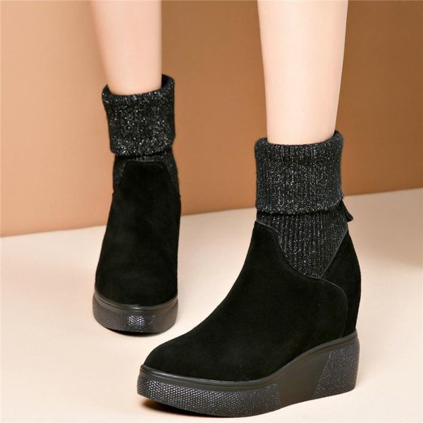 fashion sneakers women genuine leather wedges high heel ankle boots female high knitting stockings pointed toe pumps shoes, Black
fashion sneakers women genuine leather wedges high heel ankle boots female high knitting stockings pointed toe pumps shoes, Black