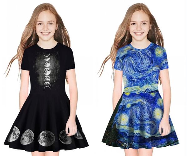 van gogh black moon a-line 3d printed baby girls summer dresses fashion pleated dress, Red;yellow
van gogh black moon a-line 3d printed baby girls summer dresses fashion pleated dress, Red;yellow
