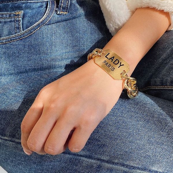 link, chain vintage link bracelets for women 2021 hip-hop thick iron twisted letter bracelet bangles punk chunky hand jewelry, Black
link, chain vintage link bracelets for women 2021 hip-hop thick iron twisted letter bracelet bangles punk chunky hand jewelry, Black